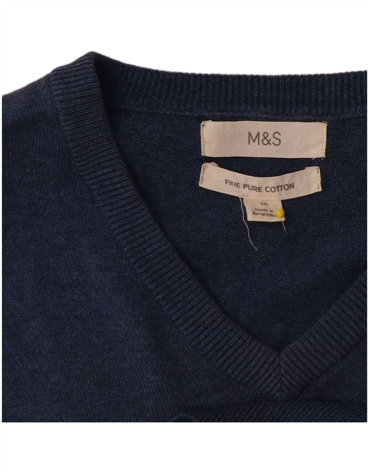 Marks & Spencer muški džemper s V-izrezom srednje plavi pamuk