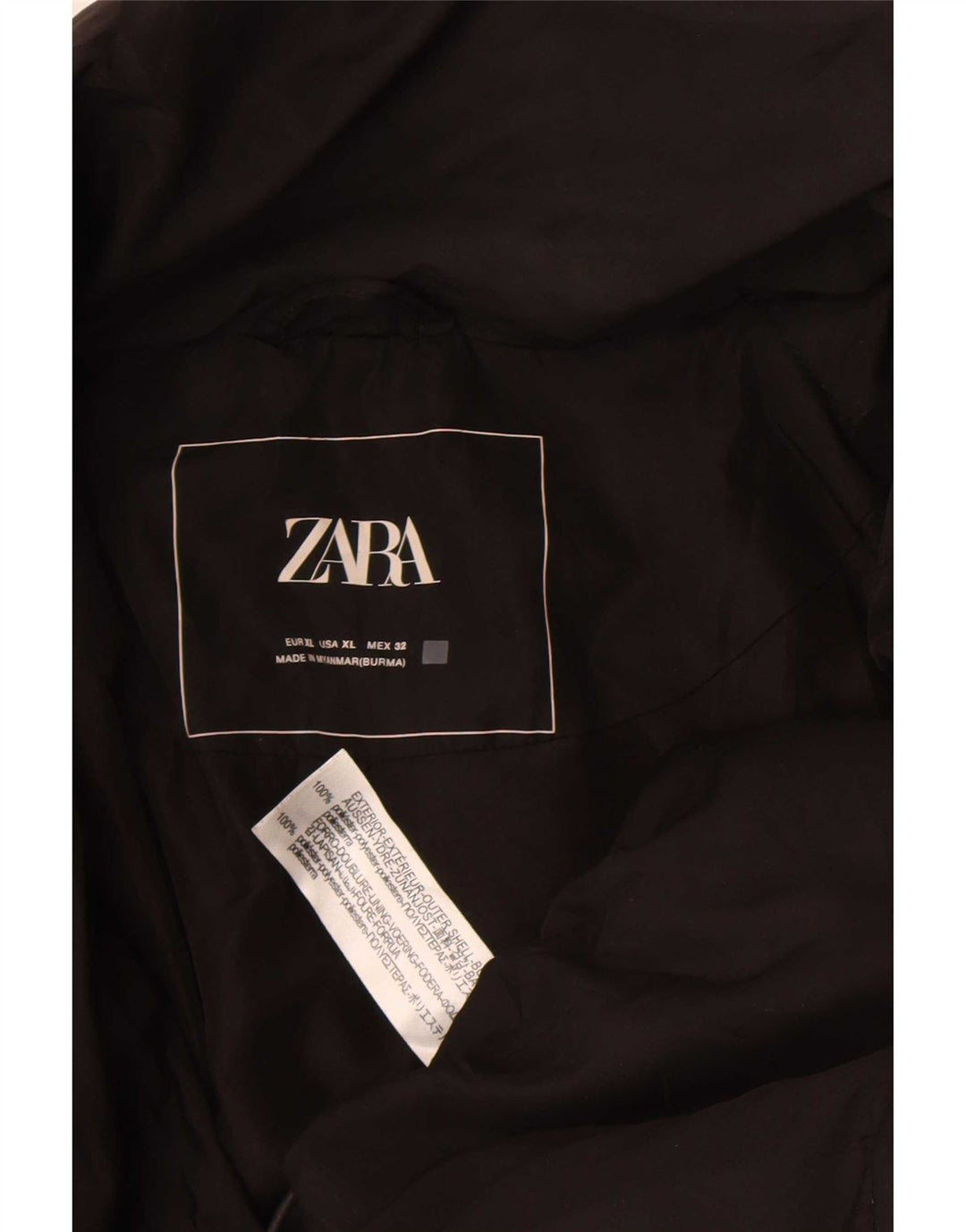 Zara ženska prevelika kraća podstavljena jakna UK 18 XL crni poliester