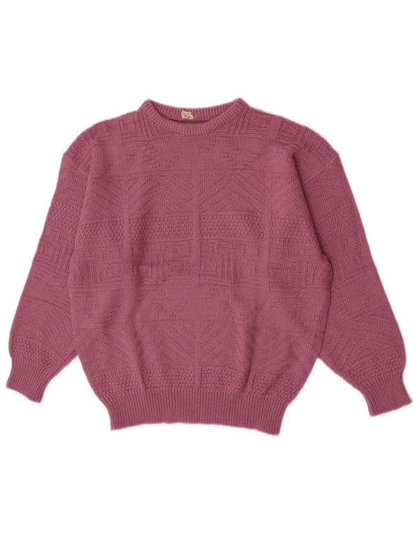 Vintage ženski džemper s brodskim izrezom EU 42/44 veliki ružičasti poliakril