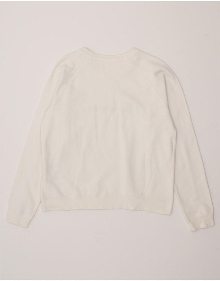 CHAMPION Womens Graphic Sweatshirt Jumper UK 14 Medium White Cotton Vintage Champion and Second-Hand Champion from Messina Hembry 