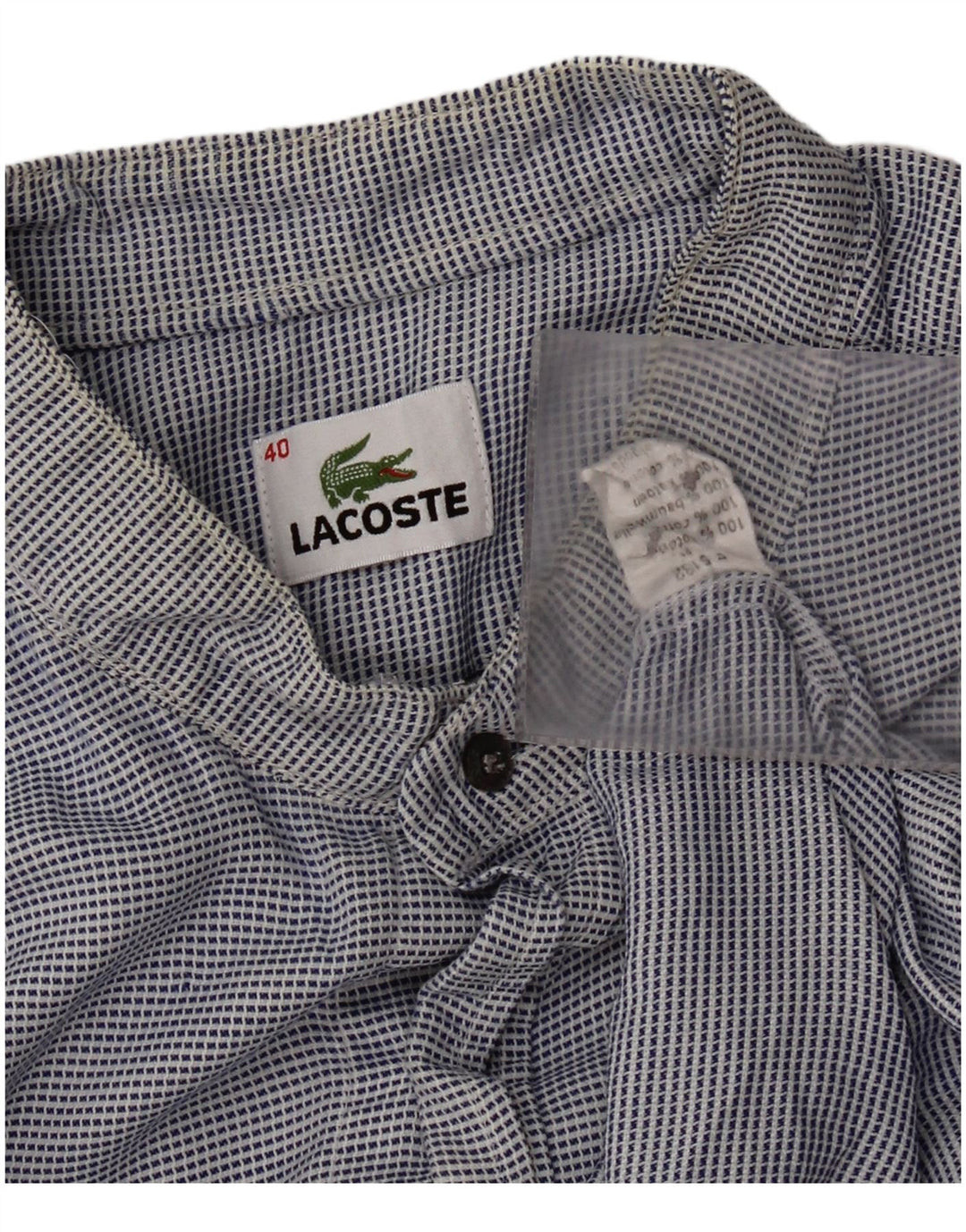 Lacoste muška karirana košulja veličine 40, srednje plava pamučna klasična houndstooth košulja