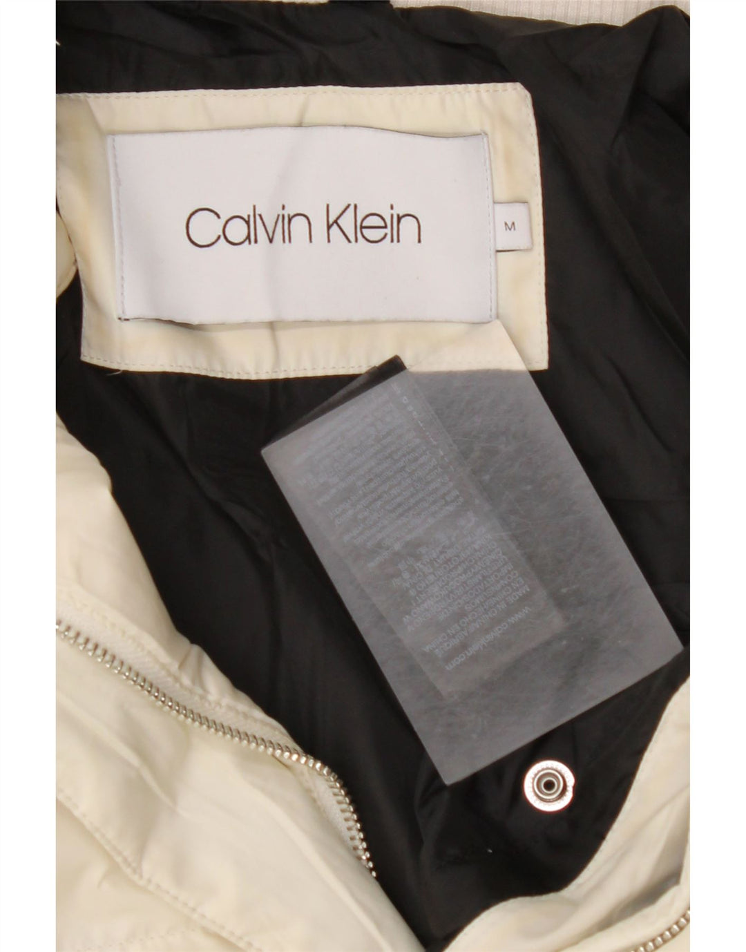 CALVIN KLEIN Ženska podstavljena jakna s kapuljačom UK 14 srednje bijele boje od poliestera