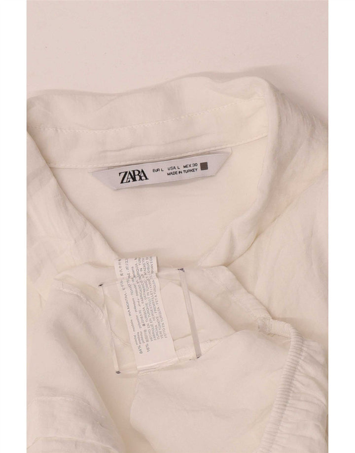Zara ženska kratki omotana košulja UK 16 veliki bijeli modal