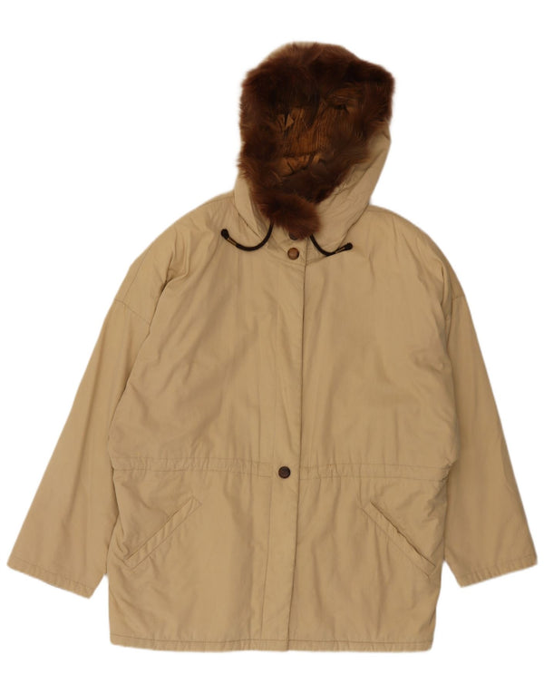 Vintage Womens Hooded Parka Jacket UK 20 2XL Beige