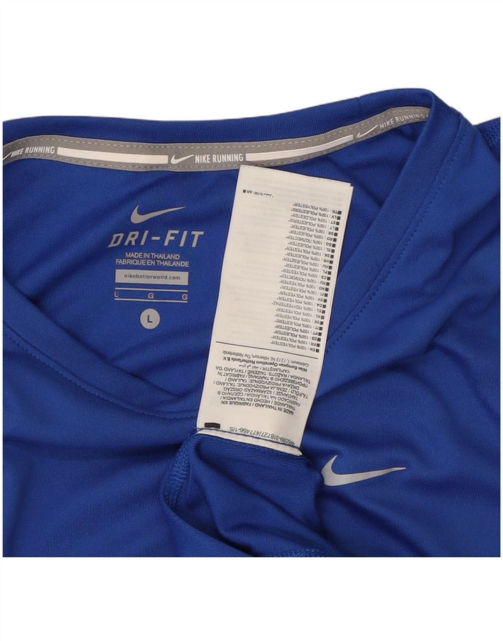 NIKE Womens Dri Fit T-Shirt Top UK 16 Large Blue Polyester