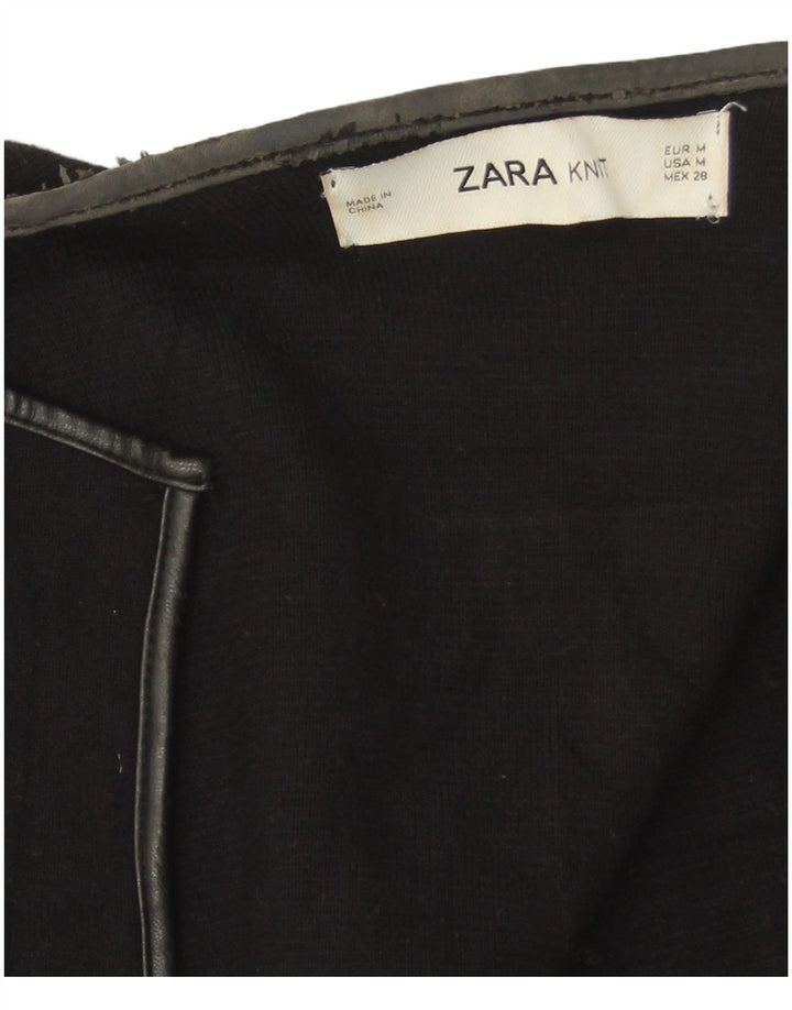 Zara ženski dugi otvoreni kardigan pulover UK 14 srednje crne boje