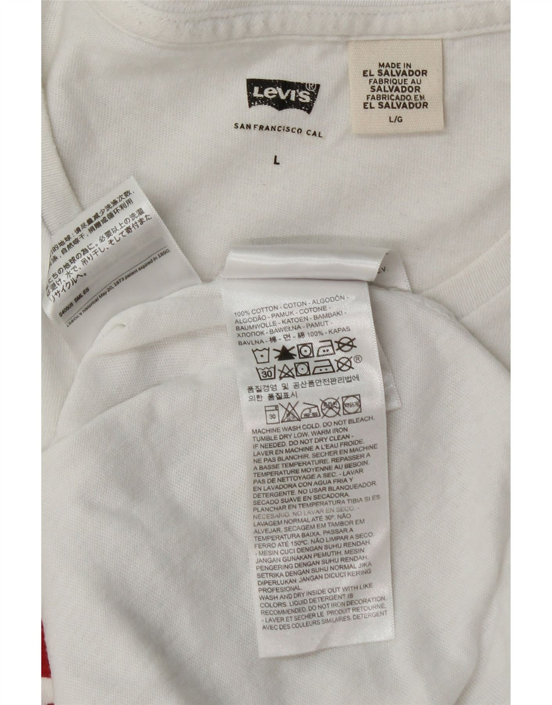 LEVI'S Mens Graphic T-Shirt Top Large White Cotton Vintage Levi's and Second-Hand Levi's from Messina Hembry 