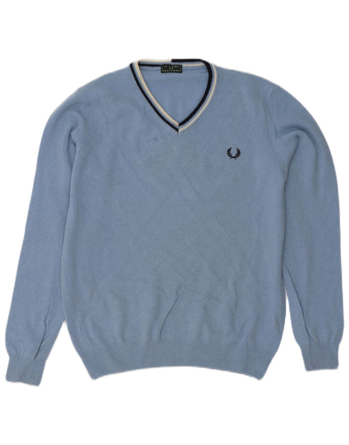 Plavi vuneni pulover Fred Perry za dječake s V-izrezom 15-16 godina