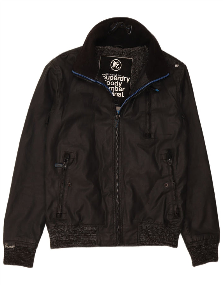 Superdry muška bomber jakna vjetrovka UK 38 srednje crni najlon