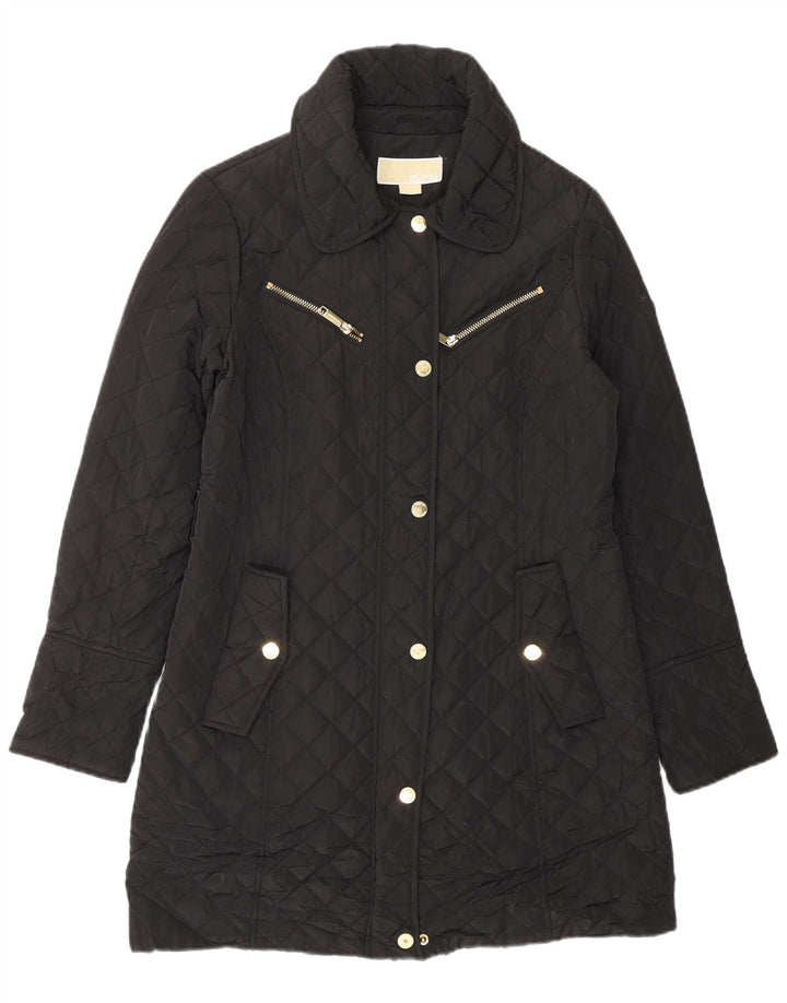 MICHAEL KORS Womens Quilted Jacket UK 10 Small Black Polyester