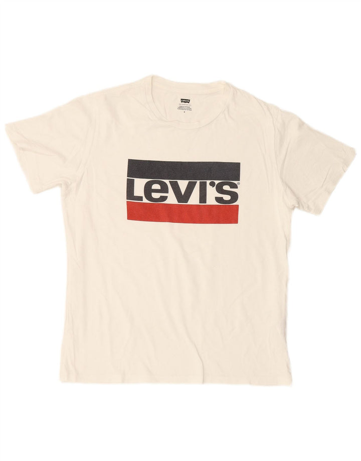 LEVI'S Mens Graphic T-Shirt Top Medium White Cotton