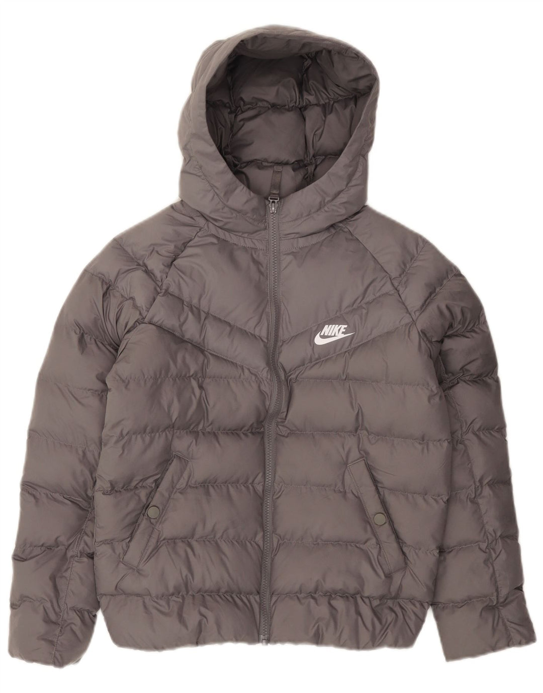 Podstavljena jakna Nike Boys s kapuljačom 10-11 godina srednje siva poliester