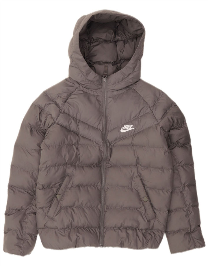 Podstavljena jakna Nike Boys s kapuljačom 10-11 godina srednje siva poliester