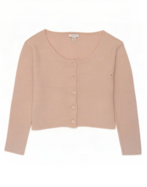 Topshop ženski kratki kardigan pulover UK 14 Srednje ružičasti akril