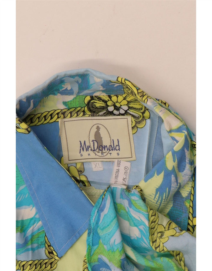 Vintage muška košulja XL plava patchwork viskoza