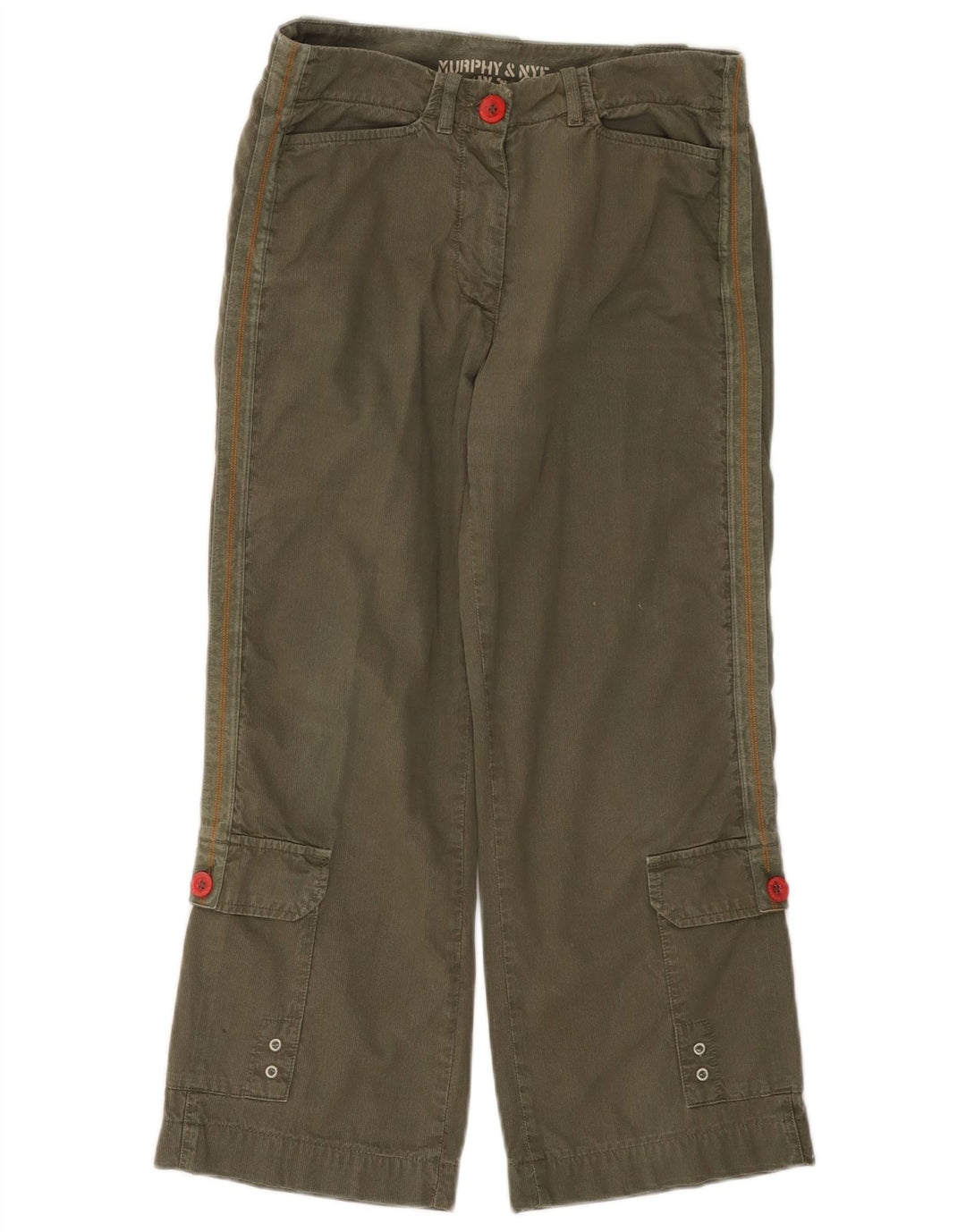 MURPHY & NYE Ženske ravne hlače od samta W28 L23 kaki pamuk
