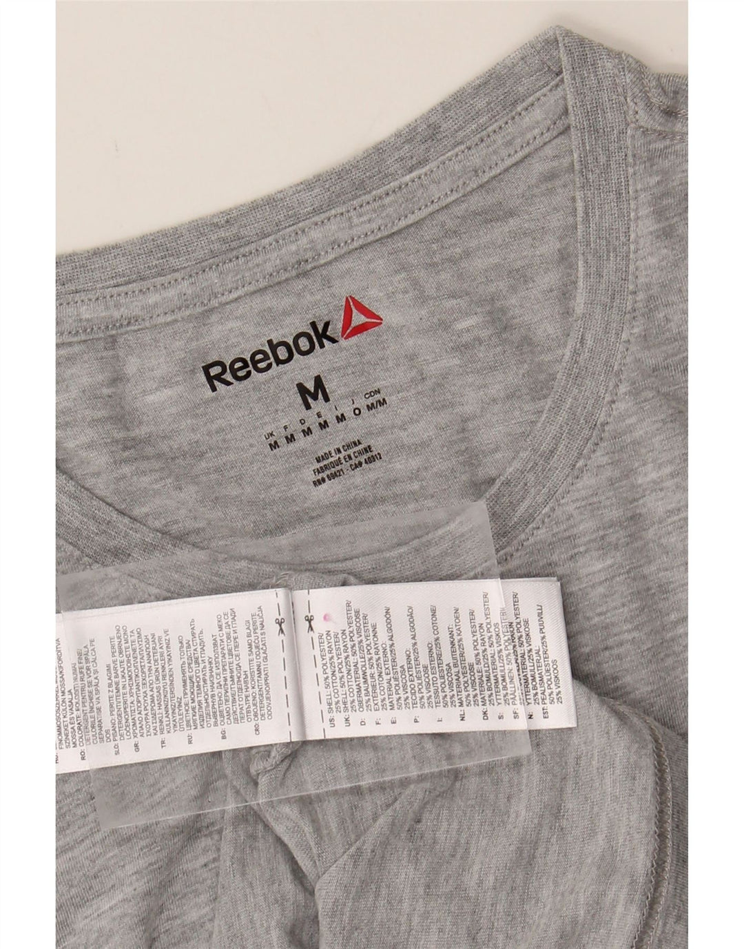 REEBOK Mens T-Shirt Top Medium Grey Polyester Vintage Reebok and Second-Hand Reebok from Messina Hembry 