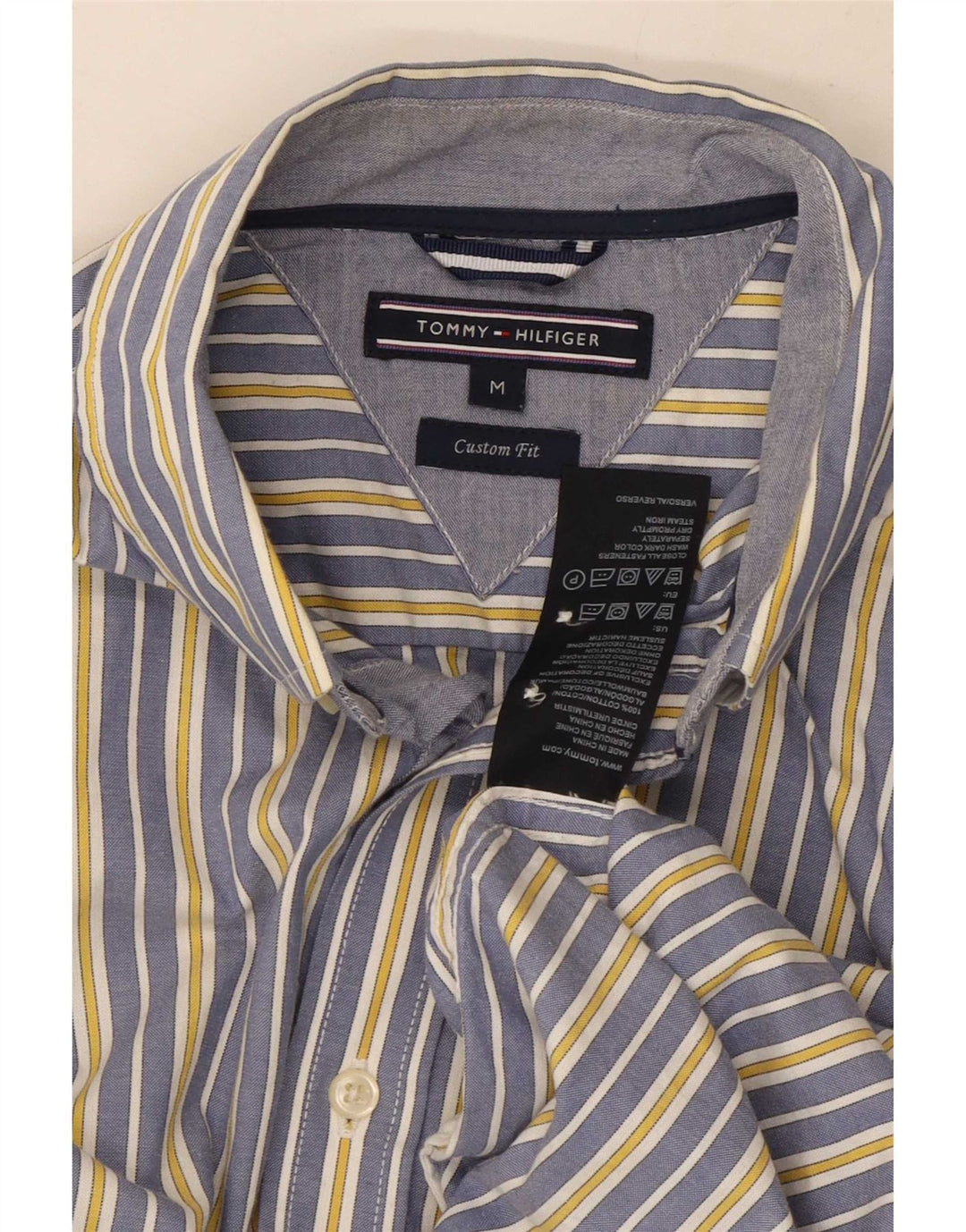 Tommy Hilfiger muška košulja prilagođenog kroja, pamuk na srednje plave pruge