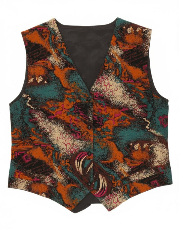 Vintage ženski prsluk s apstraktnim uzorkom UK 14 srednje višebojan