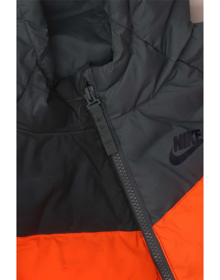Nike Boys Hooded Padded Jacket 10-11 Years Medium Multicolored Colourblock