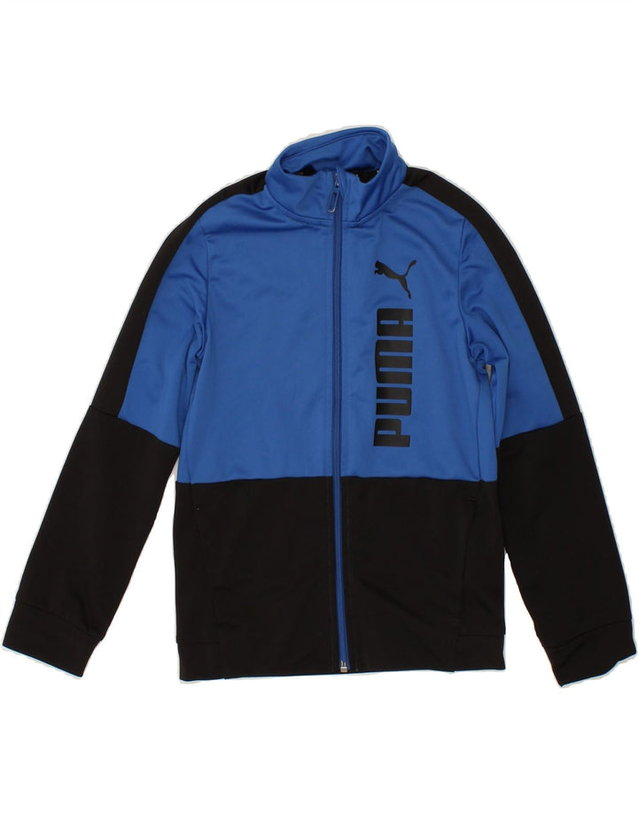 PUMA Boys Graphic Tracksuit Top Jacket 9-10 Years Blue Colourblock Vintage Puma and Second-Hand Puma from Messina Hembry 