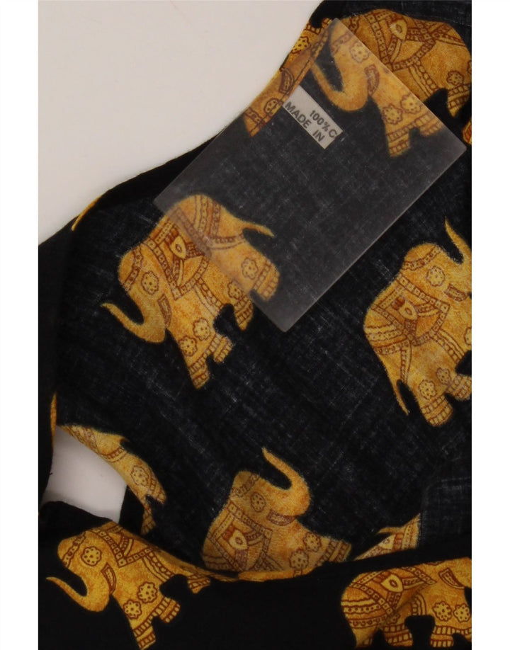 VINTAGE ženski sarafan bez rukava UK 12 Srednje crni pamuk sa životinjskim printom