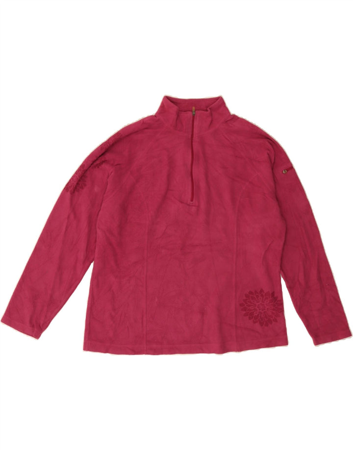 L.L.BEAN Womens Zip Neck Fleece Jumper UK 14 Medium Red Polyester Vintage L.L.Bean and Second-Hand L.L.Bean from Messina Hembry 