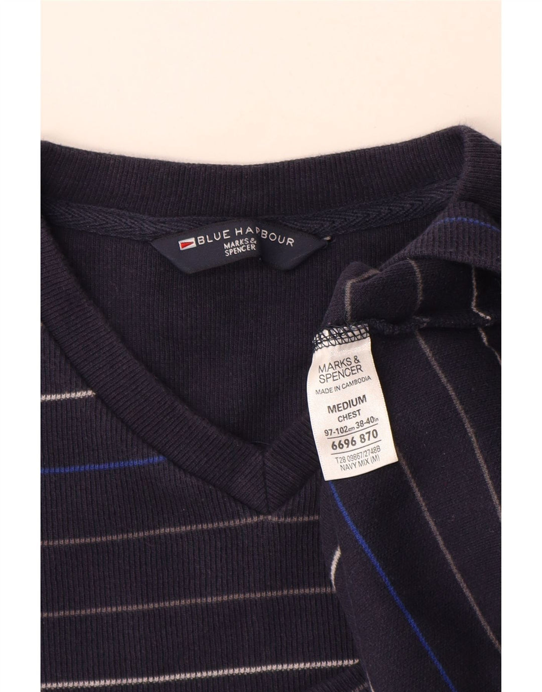 MARKS & SPENCER Muški džemper s V-izrezom UK 38/40 srednje tamnoplava