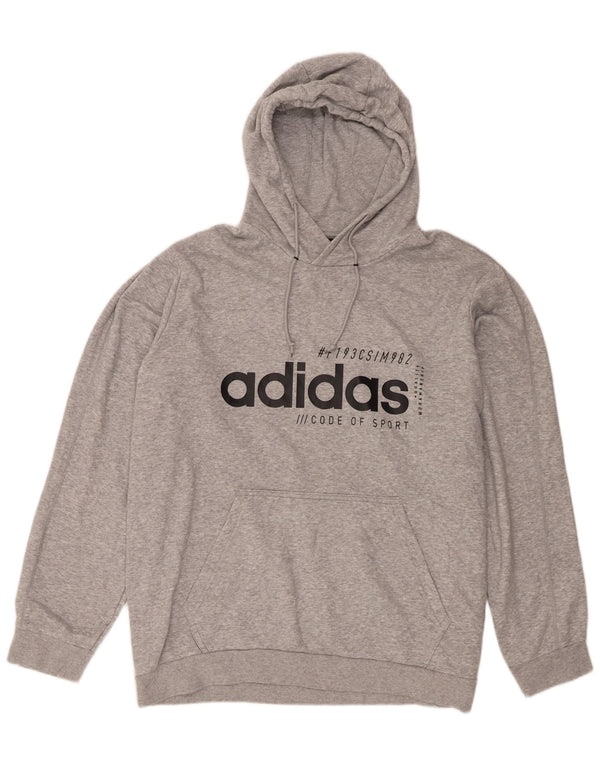 Adidas muška majica s kapuljačom s grafičkim motivima 2XL, sivi flekasti pamuk