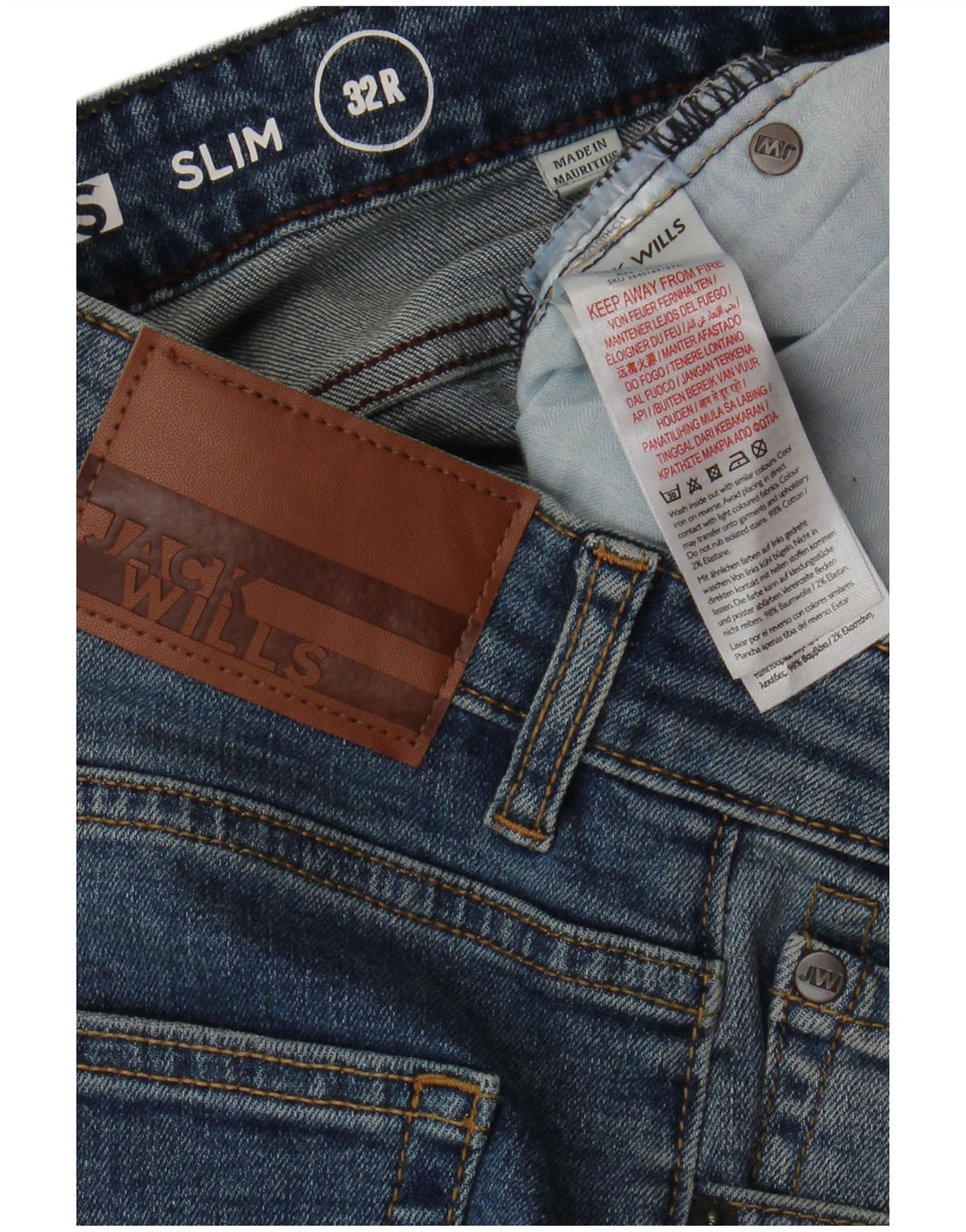 JACK WILLS Muške uske traperice W32 L32 Plavi pamuk