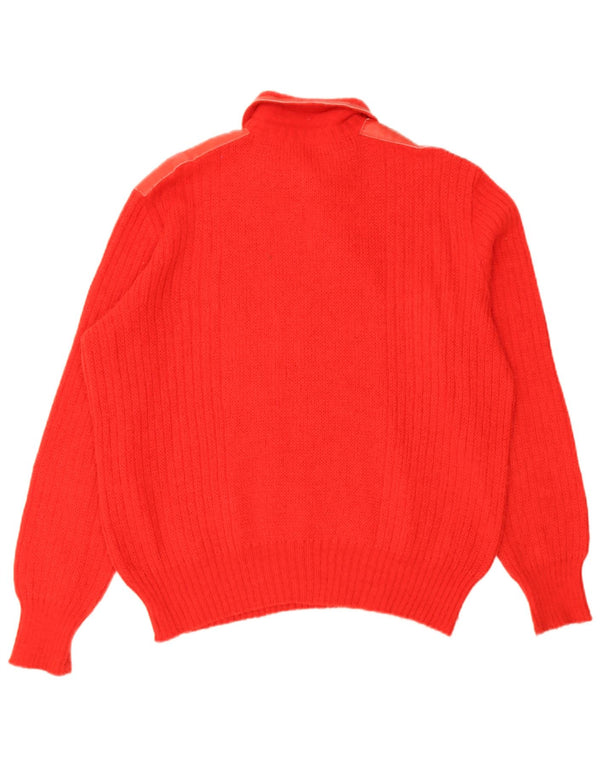 Vintage muški pulover s polo ovratnikom, velika crvena vuna alpake