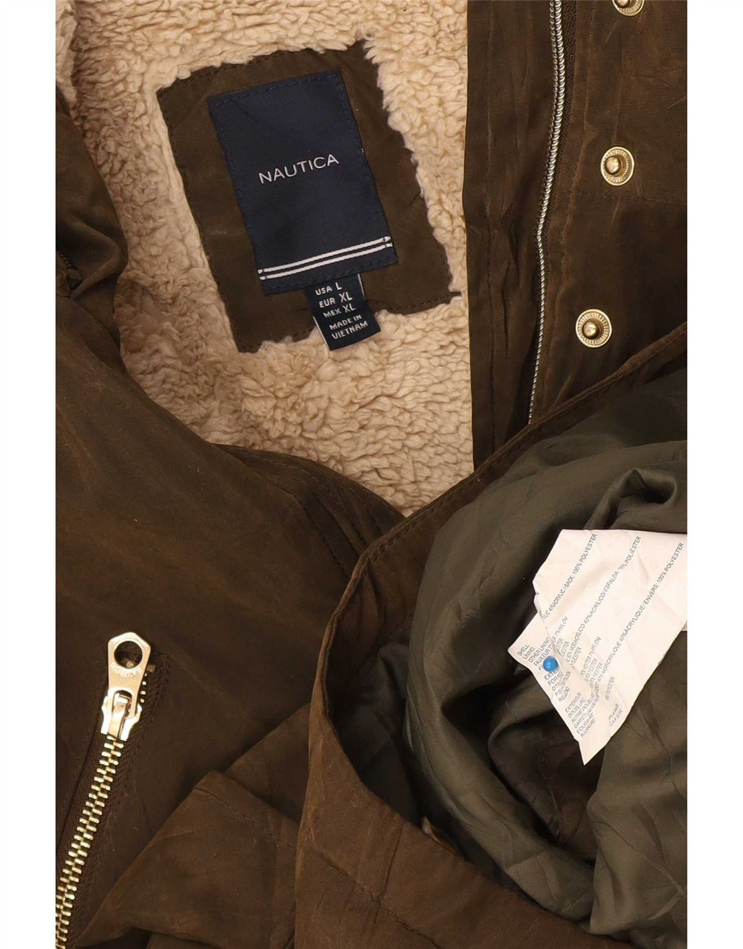 Nautica ženska šerpa parka jakna UK 16 veliki kaki poliester
