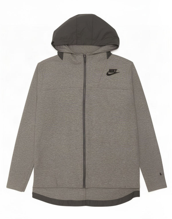 Nike ženski pulover s kapuljačom na patentni zatvarač UK 18 XL sivi pamuk u blokovima boja