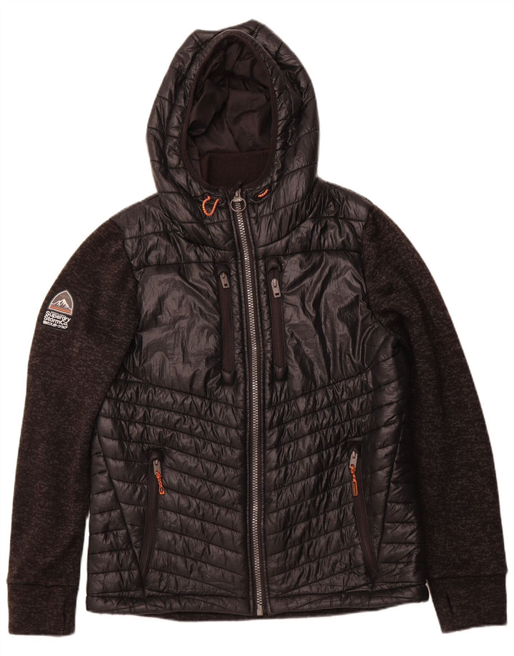 SUPERDRY Muška podstavljena jakna s kapuljačom UK 42 XL crni poliester u boji