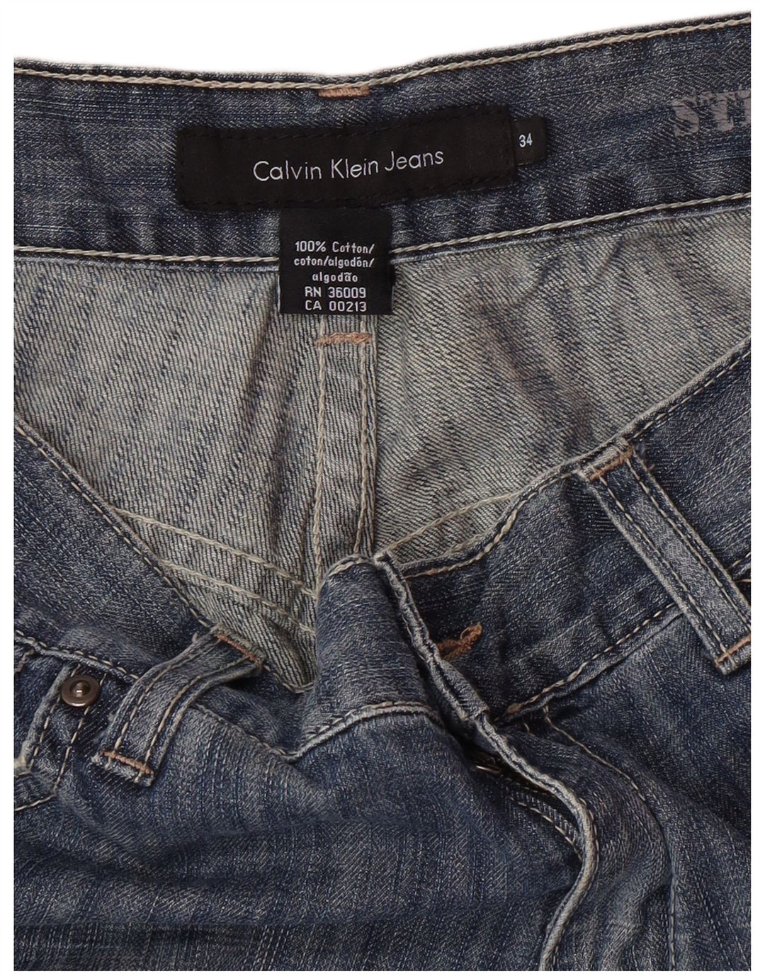 CALVIN KLEIN Muške ravne traperice W34 L30 Plavi pamuk