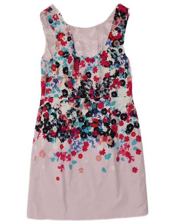 Oasis Womens Sleeveless Sheath Dress UK 12 Medium Pink Floral Cotton