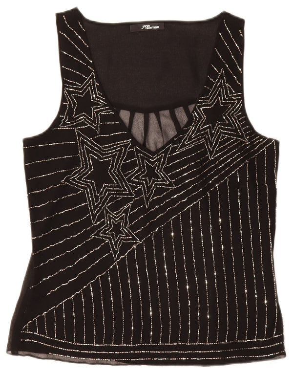 JANE NORMAN Ženska majica bez rukava UK 8 Mala crna na pruge