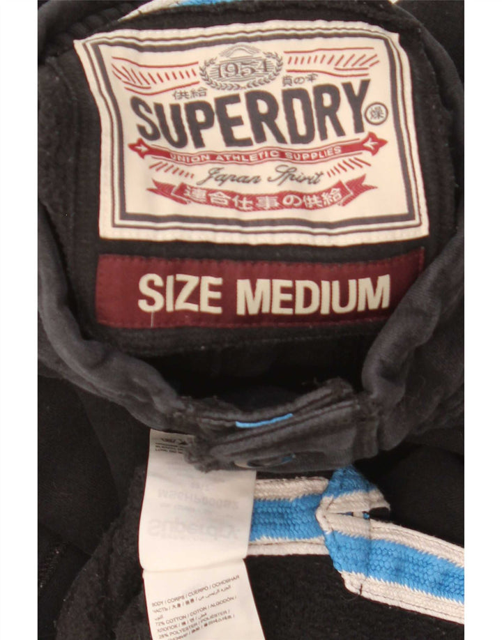Superdry muška trenirka s dugmadima i ovratnikom Srednji crni pamuk
