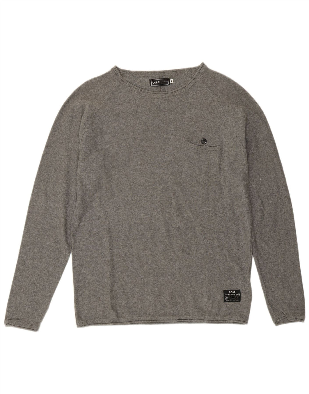 JACK & JONES Mens Core Boat Neck Jumper Sweater Medium Grey Cotton