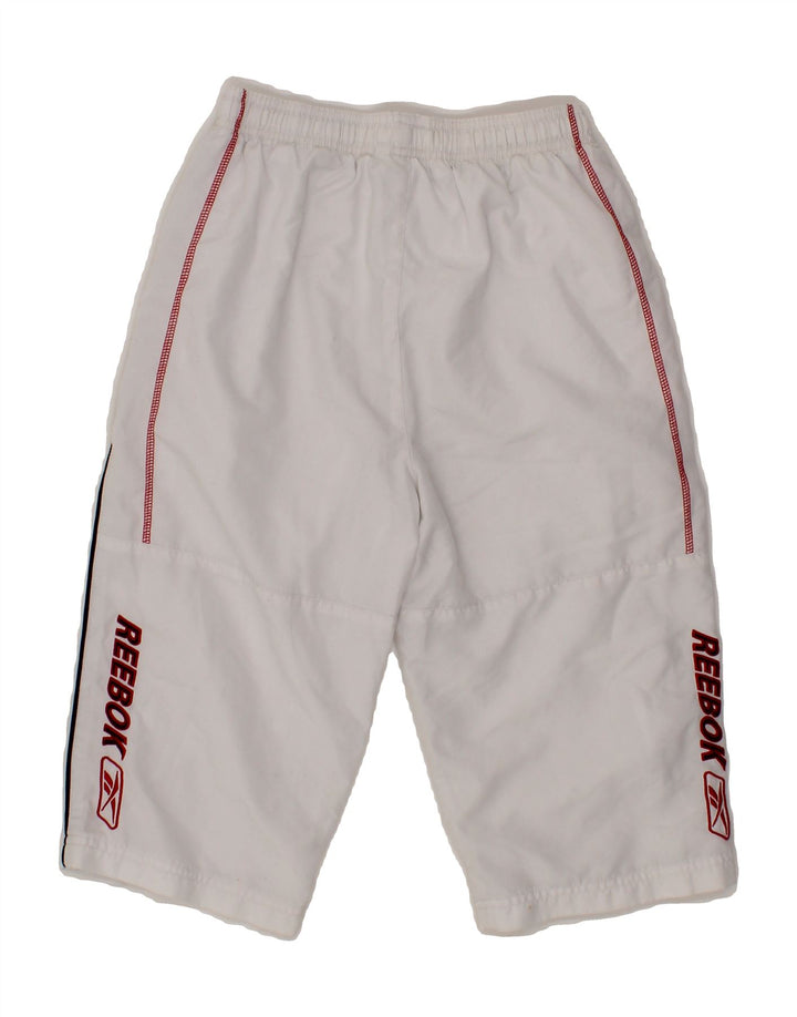 REEBOK Boys Graphic Bermuda Sport Shorts 11-12 Years Medium White Vintage Reebok and Second-Hand Reebok from Messina Hembry 