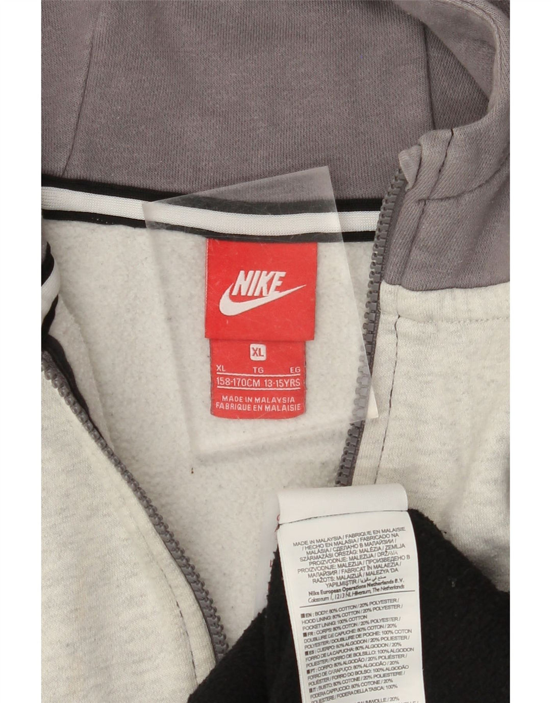 NIKE Boys Air Graphic Zip Hoodie pulover 13-14 Years XL Black Colourblock