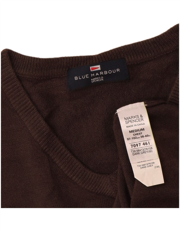 Marks & Spencer muški plavi Harbor džemper s V-izrezom srednje sivi akril