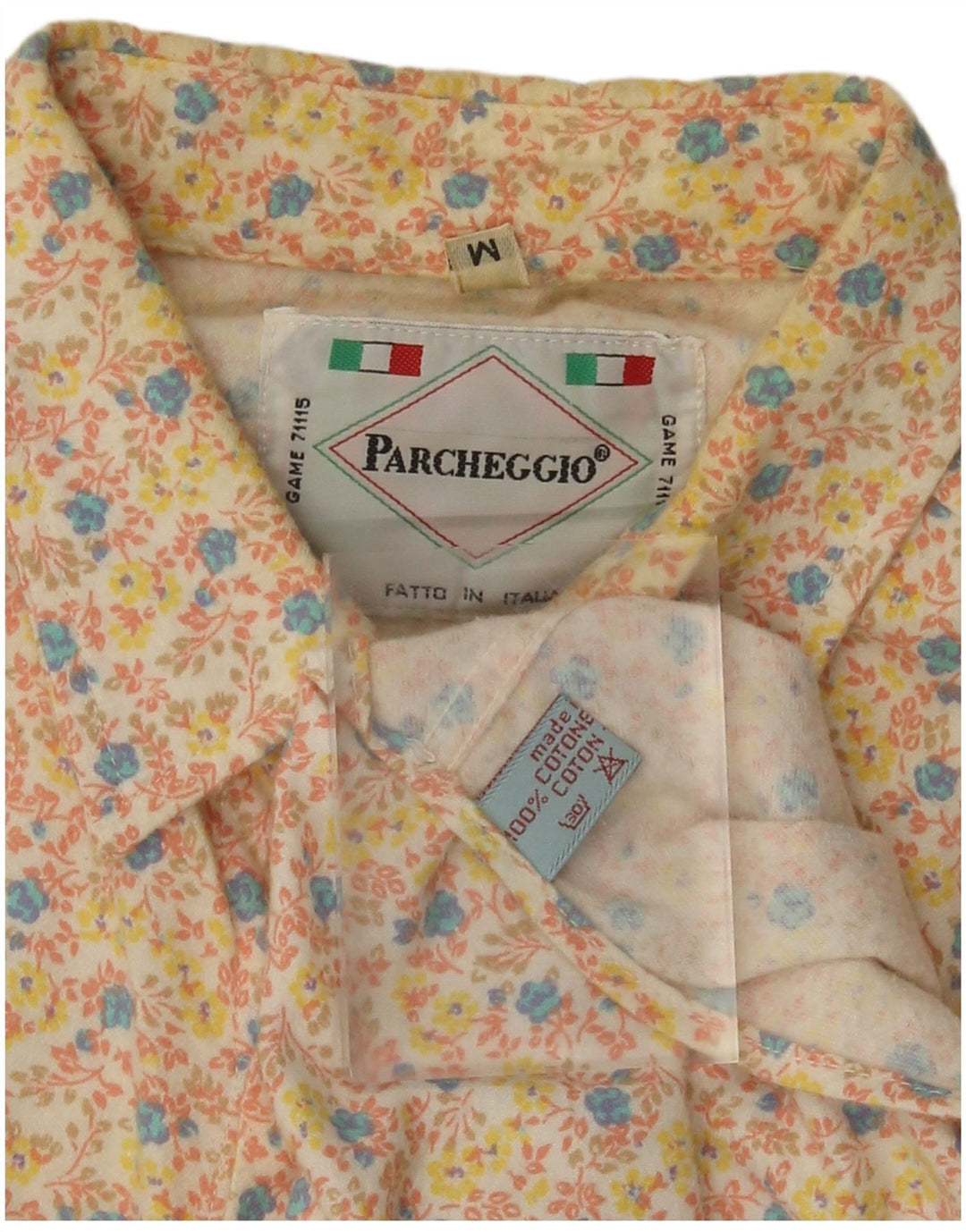 Vintage muška košulja Srednje bež cvjetni pamuk