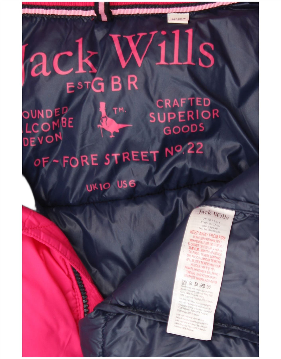 JACK WILLS Womens Oversized Hooded Padded Jacket UK 10 Small  Pink