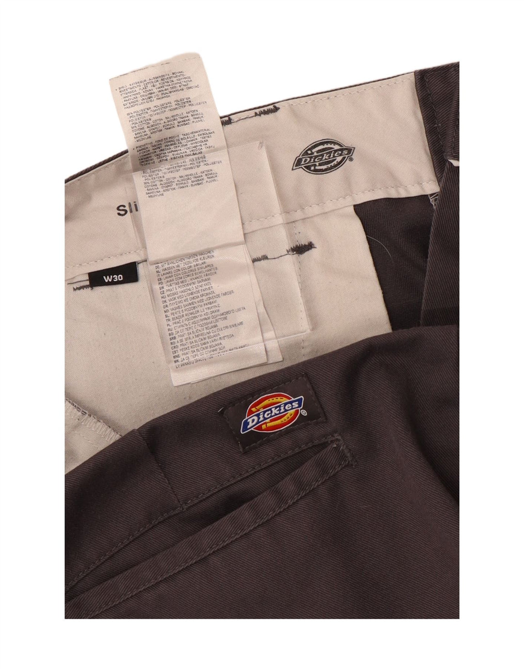 DICKIES Muške uske kratke chino hlače W30, srednje sivi pamuk
