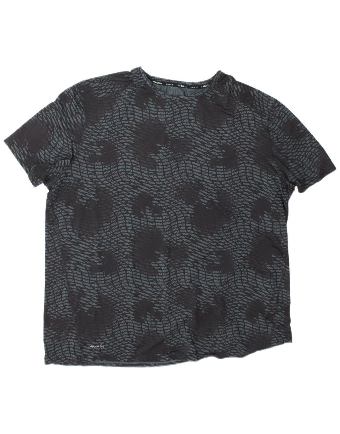 RUSSELL ATHLETIC Dri-Power majica kratkih rukava Top 2XL sivi geometrijski poliester