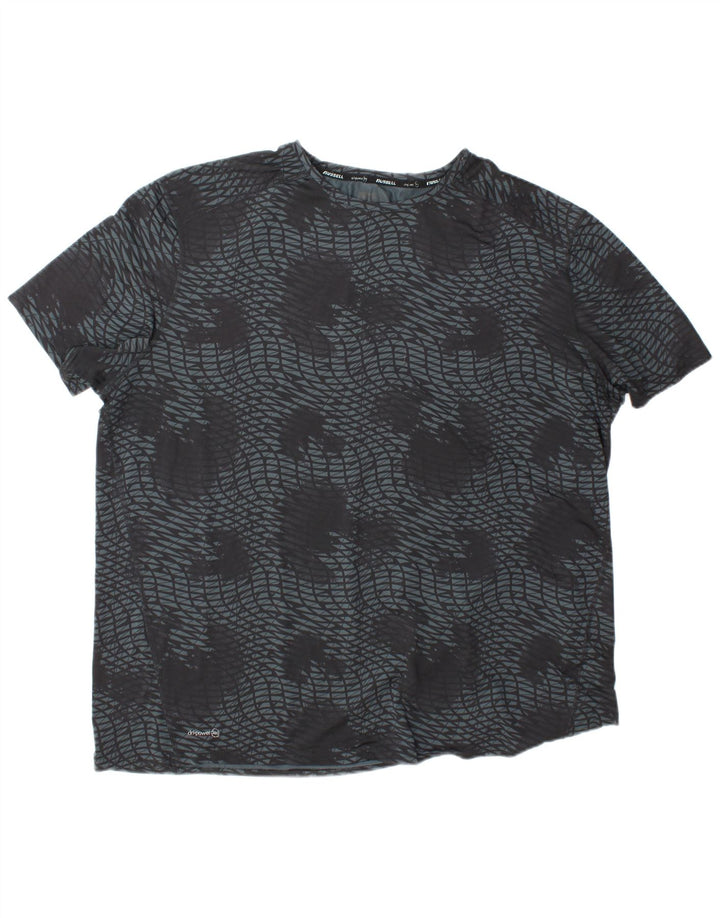 RUSSELL ATHLETIC Dri-Power majica kratkih rukava Top 2XL sivi geometrijski poliester