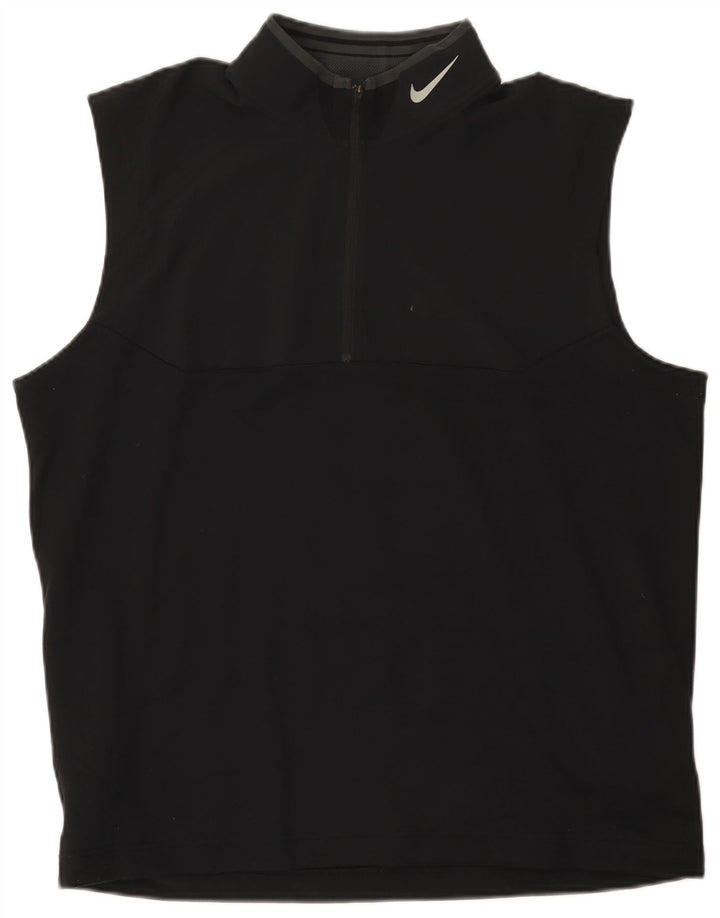 Veliki crni poliesterski prsluk Nike Dri Fit s izrezom i patentnim zatvaračem