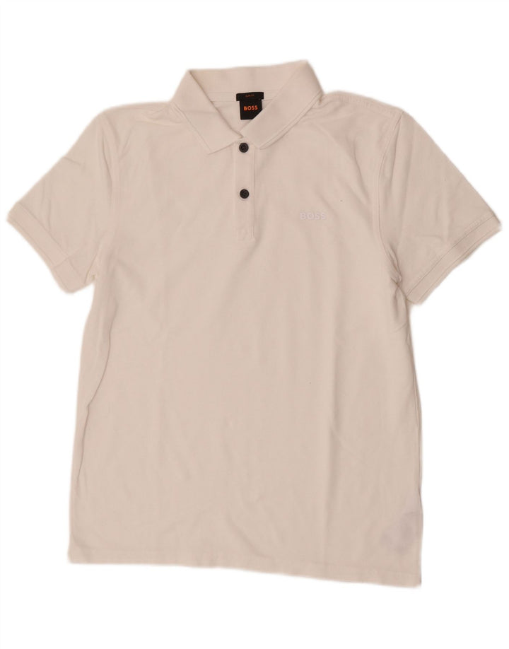 Muška uska polo majica Hugo Boss Srednji bijeli pamuk