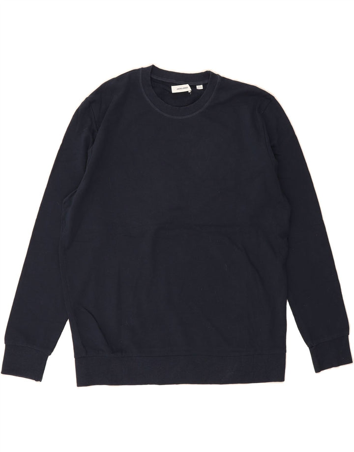 JACK & JONES Mens Sweatshirt Jumper 2XL Navy Blue Cotton Vintage Jack & Jones and Second-Hand Jack & Jones from Messina Hembry 